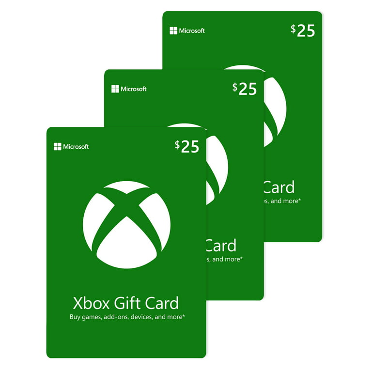 Microsoft XBOX Physical Gift Cards $75.00 Multi-Pack ( 3 x $25.00 cards)