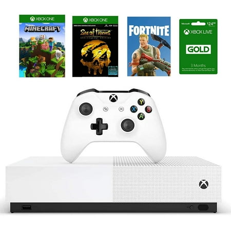 Microsoft Xbox One S 1TB All Digital Edition with 3 Games Bundle (Disc-free Gaming), White[Previous Generation]