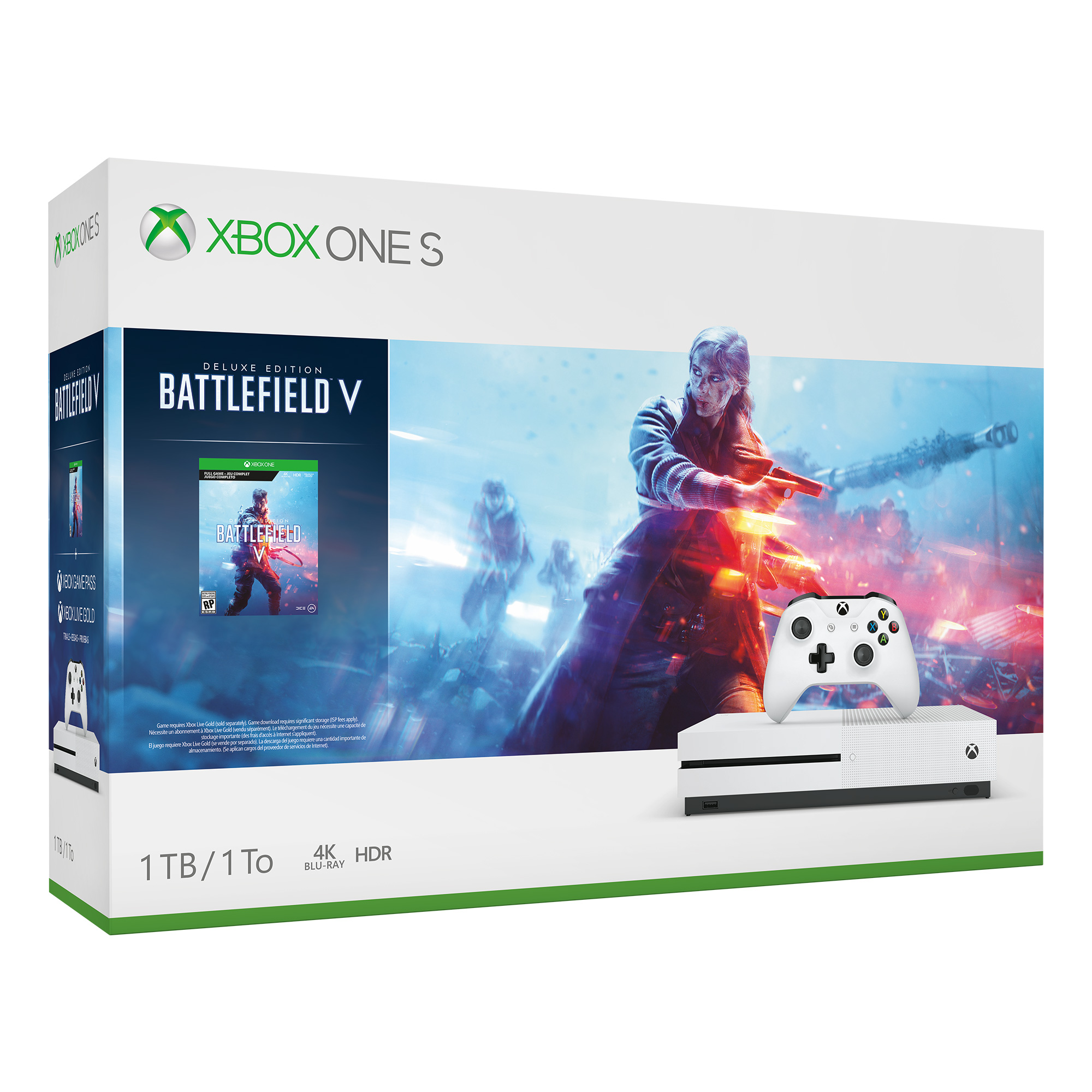 Microsoft Xbox One S 1TB Battlefield V Bundle, White, 234-00679 - image 1 of 11