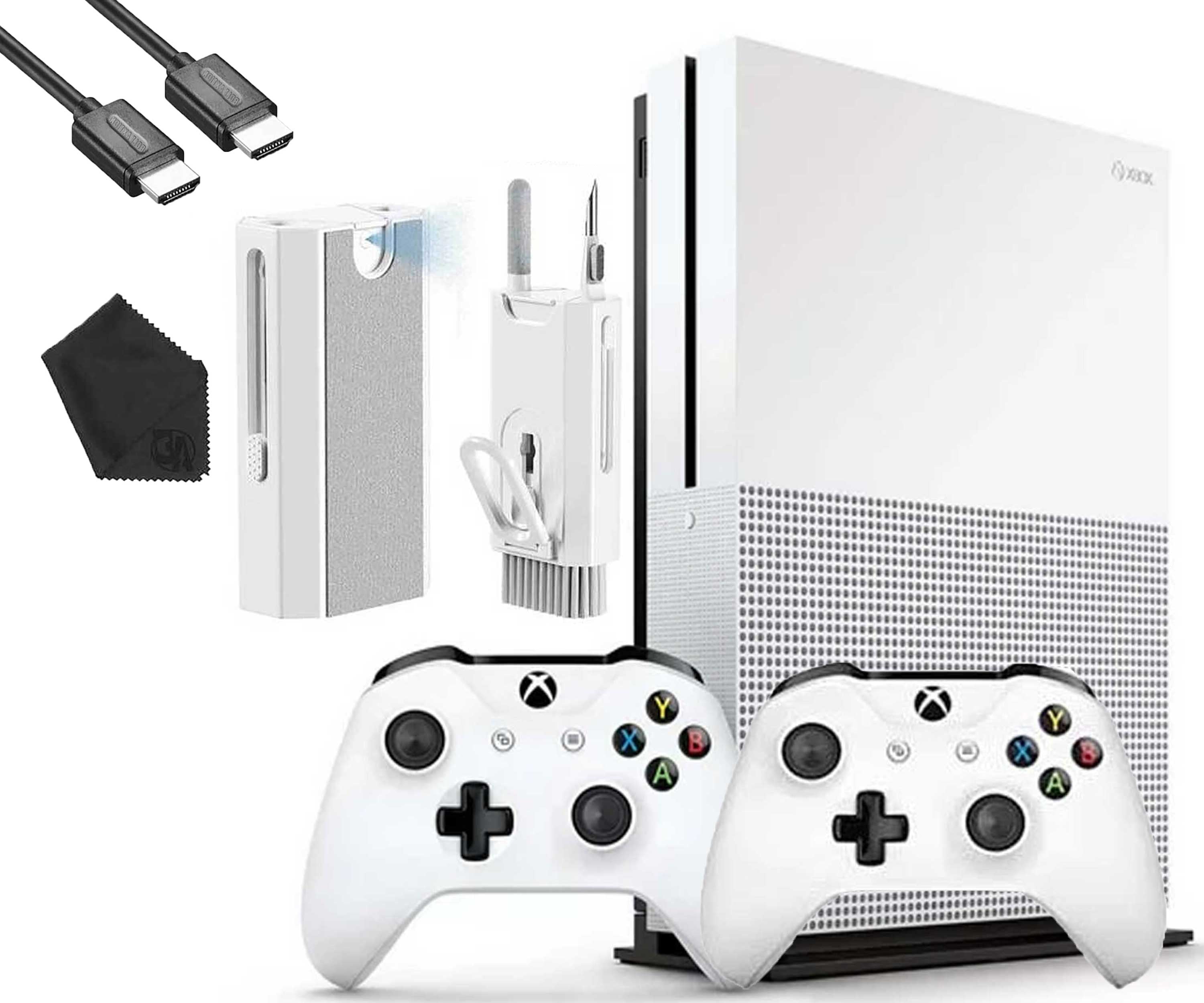 Microsoft Xbox One S 1TB Gaming Console White with 2 Controller HDMI  Cleaning Kit