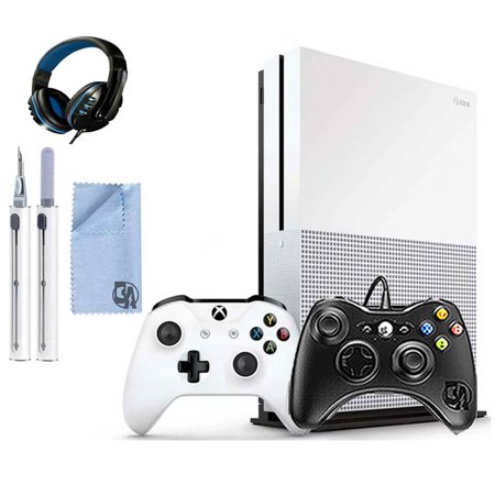 Microsoft Xbox One S 1TB Gaming Console White with 2 Controller Headset Cleaning Kit