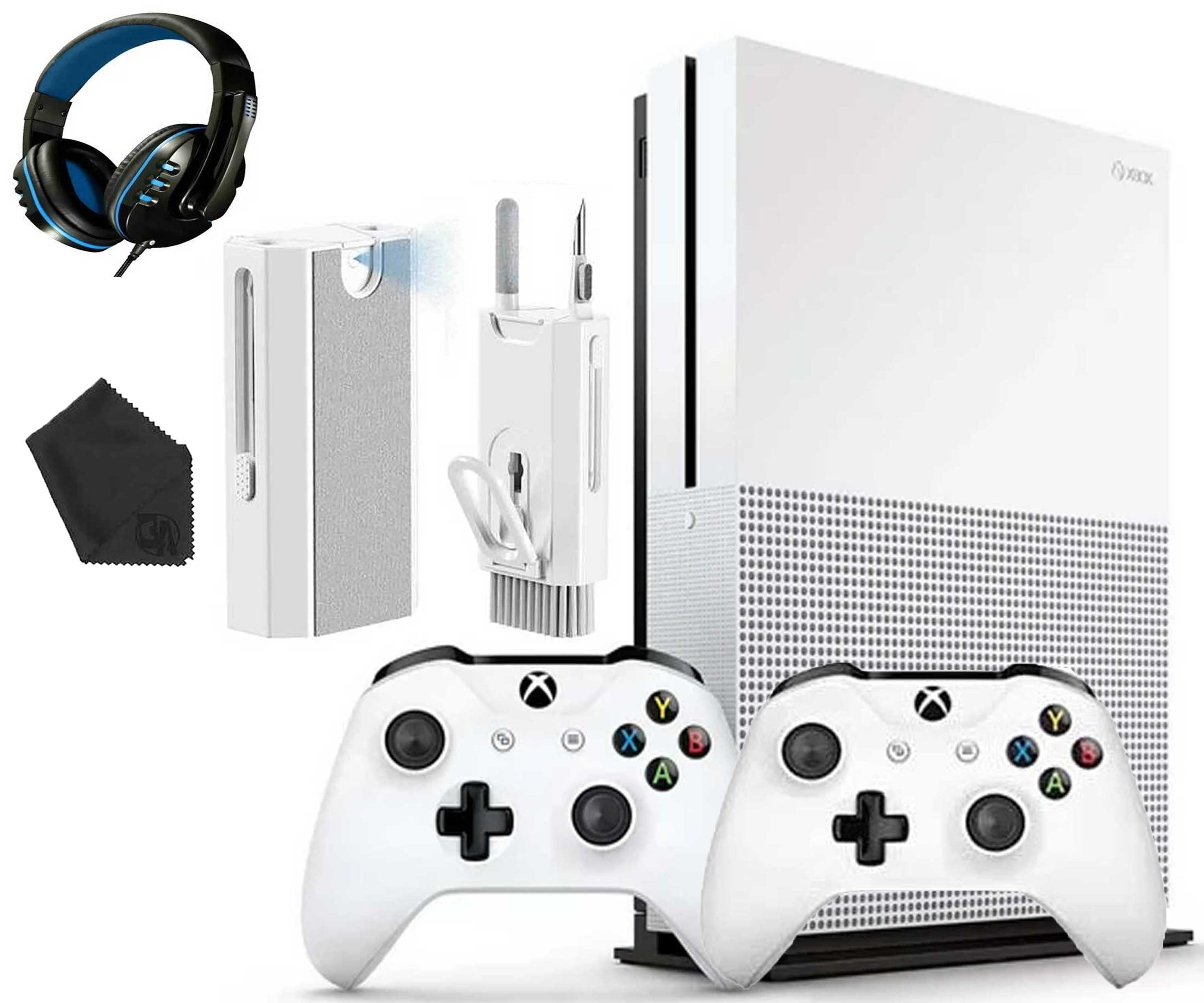 Microsoft Xbox One S 1TB Gaming Console White with 2 Controller Headset