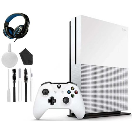 Microsoft Xbox One S 1TB Gaming Console White with Headset Cleaning Kit