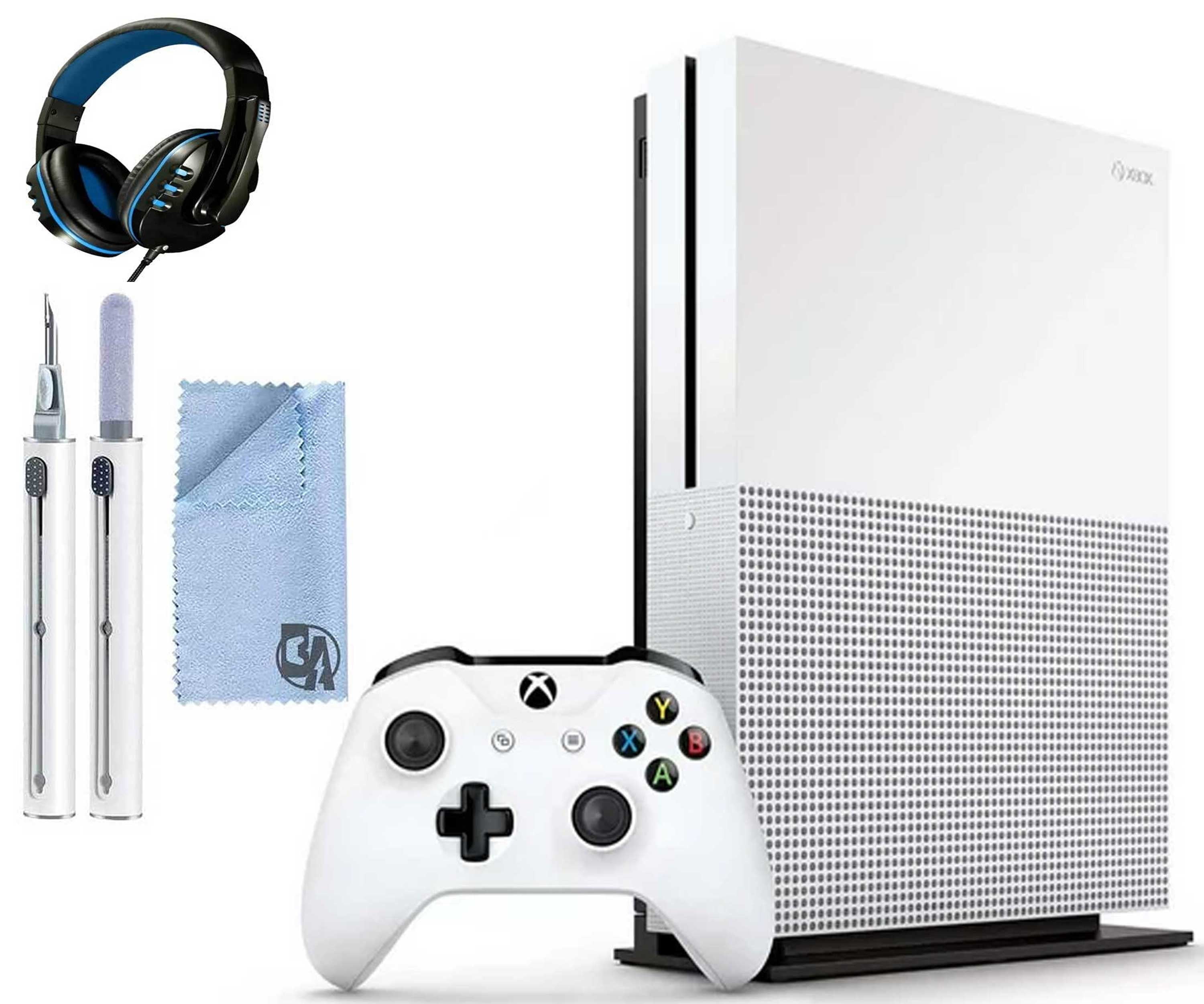 Restored Microsoft Xbox One S 1TB Gaming Console White with Headset Cleaning Kit (Refurbished)
