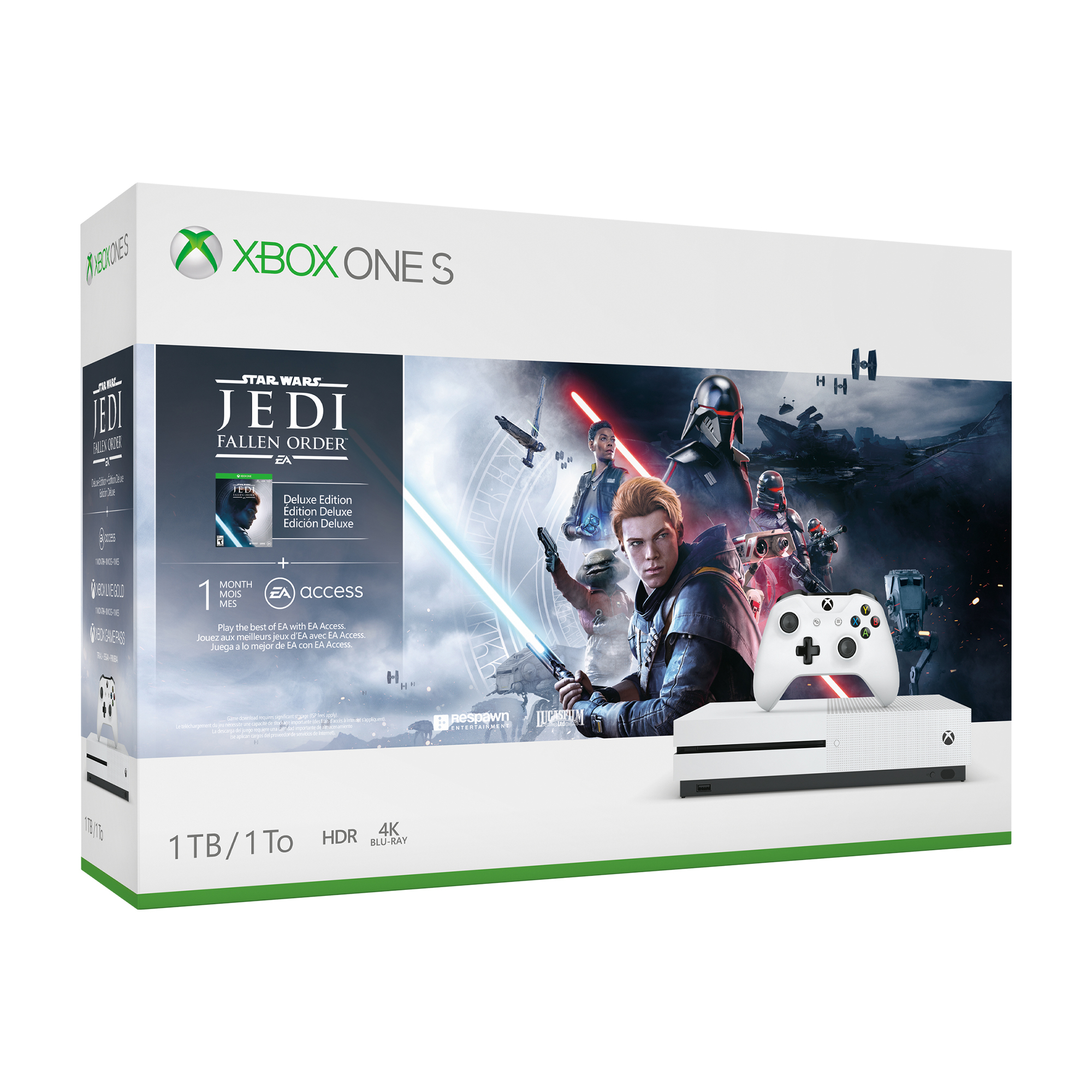 Microsoft Xbox One S 1TB Star Wars Jedi: Fallen Order Console Bundle, White, 234-01089 - image 1 of 12