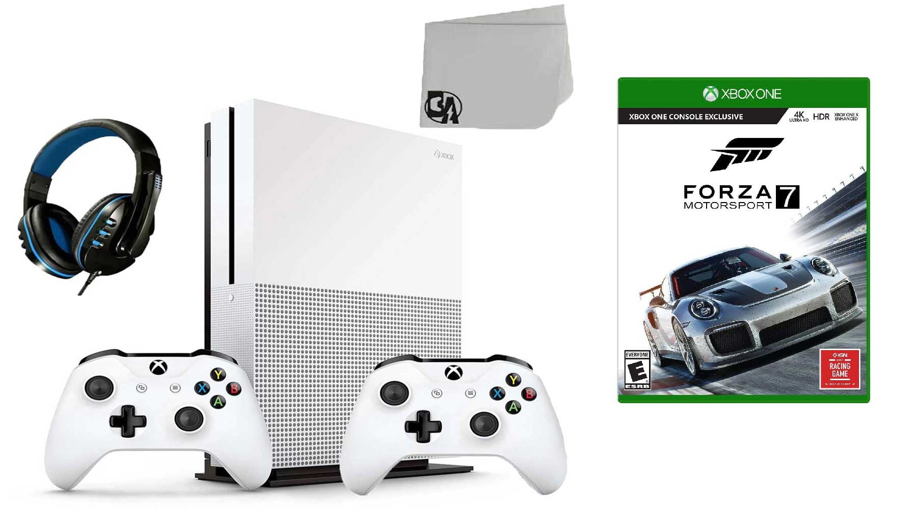 Microsoft Xbox One S 500GB Gaming Console White 2 Controller Included BOLT  AXTION Bundle Like New 