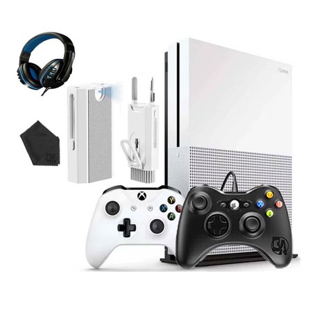 Microsoft Xbox One S 500GB Gaming Console White with 2 Controller Headset Cleaning Kit
