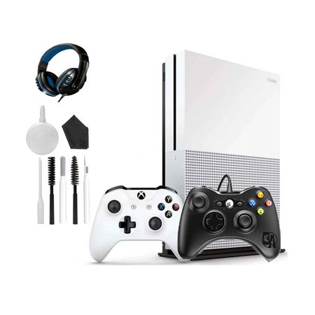 Microsoft Xbox One S 500GB Gaming Console White with 2 Controller Headset Cleaning Kit