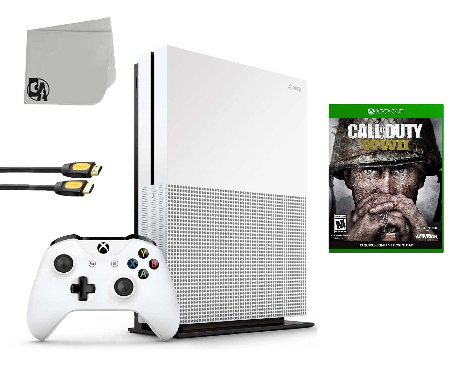 Microsoft Xbox One S 500GB Gaming Console White with Call of Duty- WW2 BOLT  AXTION Bundle Used 