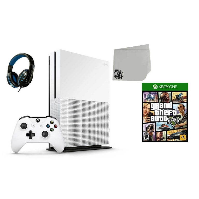 Microsoft Xbox One S 500GB Gaming Console White with Grand Theft Auto V  BOLT AXTION Bundle Like New