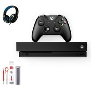 Microsoft Xbox One X 1TB, 4K Ultra HD Black with BOLT AXTION Cleaning Kit Headset Bundle