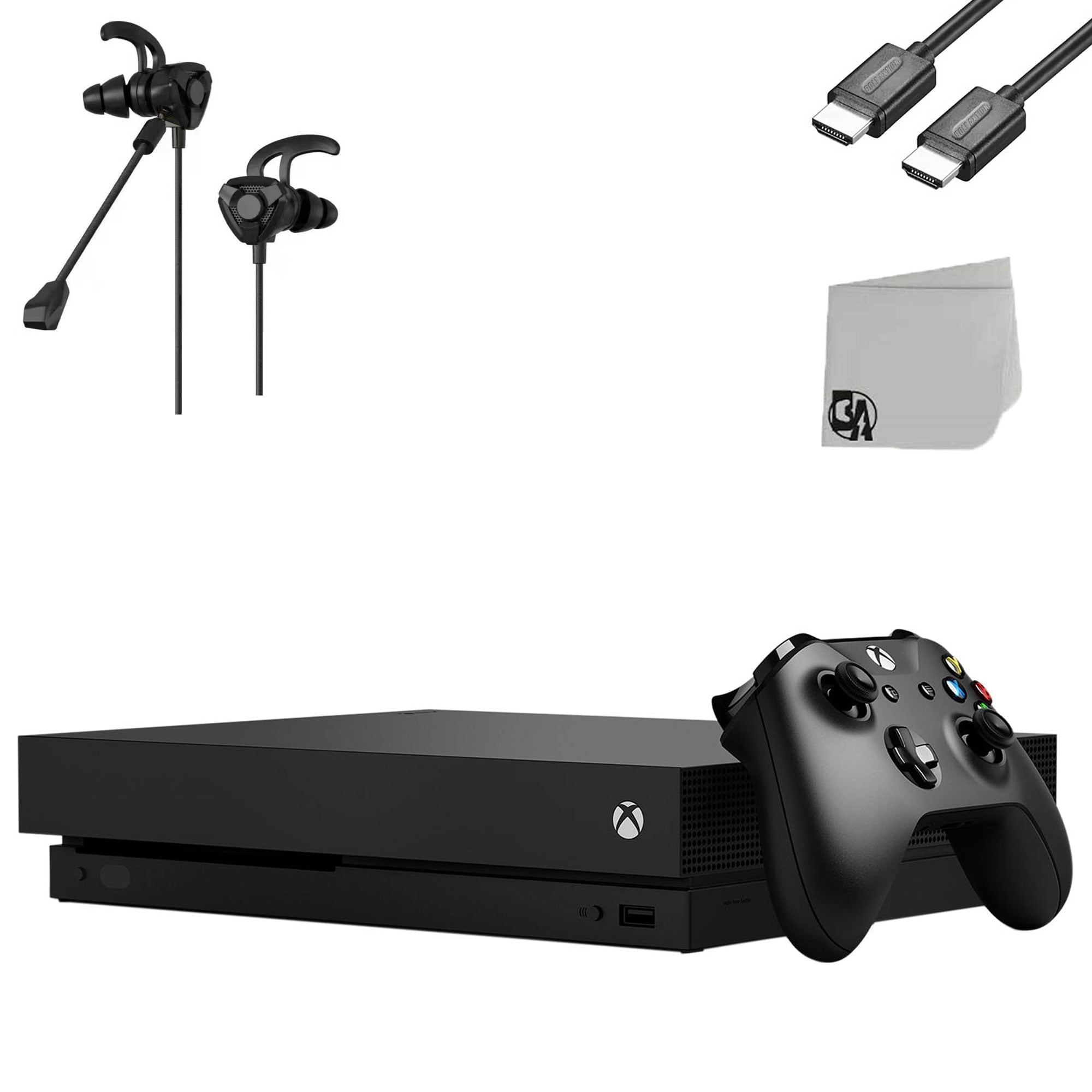 Pre-Owned Microsoft Xbox One X 1TB Black Gaming Console + G9 Earbuds With Microphone BOLT AXTION Bundle Used