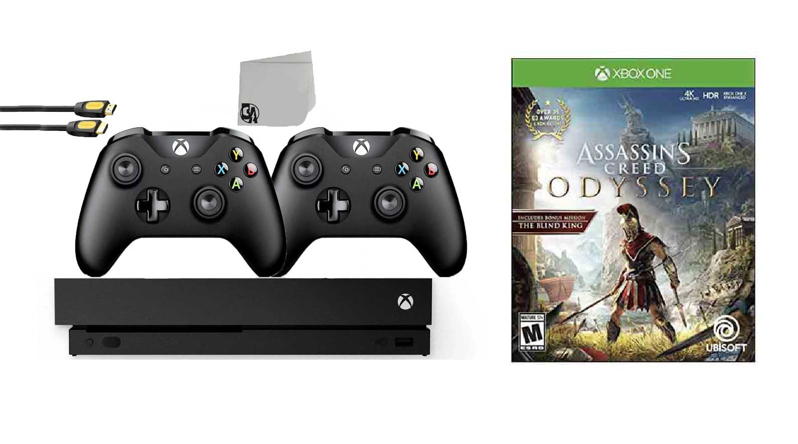 diameter Genbruge At passe Microsoft Xbox One X 1TB Gaming Console Black with 2 Controller Included  with Assassin's Creed- Odyssey BOLT AXTION Bundle Used - Walmart.com