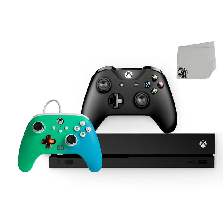 Microsoft Xbox One X 1TB Gaming Console Black with Seafoam Fade Controller  Included BOLT AXTION Bundle Like New