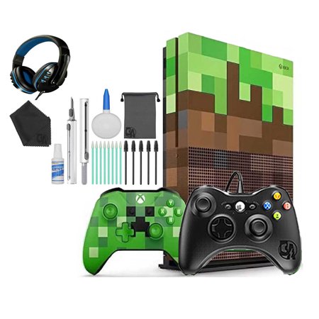 Microsoft Xbox One X 1TB Gaming Console Mincraft with 2 Controller Headset Cleaning Kit