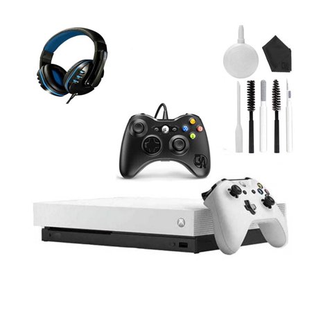 Microsoft Xbox One X 1TB Gaming Console White with 2 Controller Headset Cleaning Kit