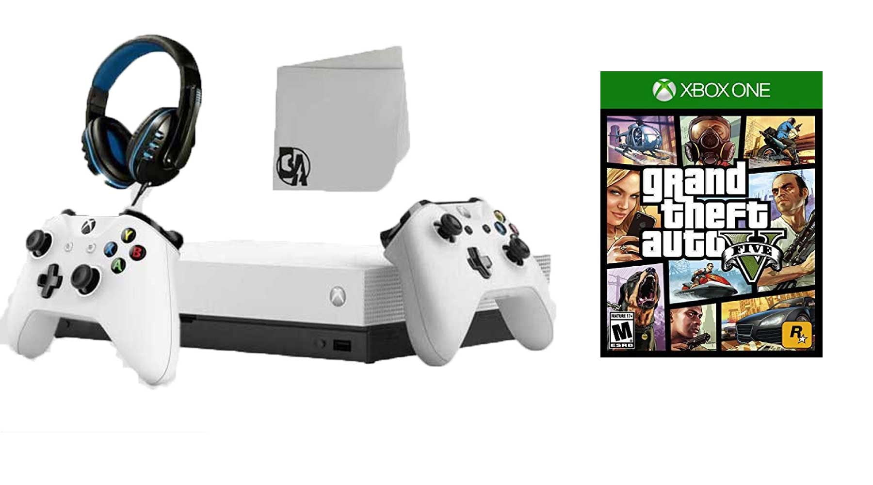 Microsoft Factory Recertified XBOX One X BUNDLE-includes XBOX One X console  and Microsoft wireless controller plus xTalk one headset & Grand Theft