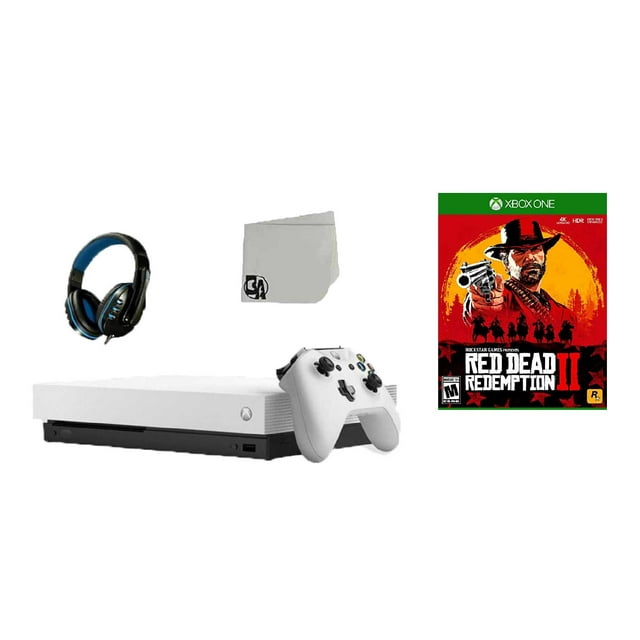 Microsoft Xbox One X 1TB Gaming Console White with Red Dead Redemption 2 BOLT AXTION Bundle Like