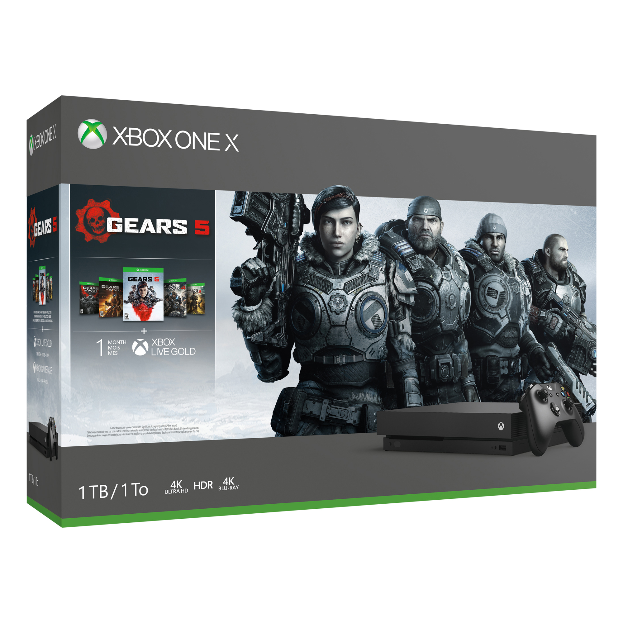 Microsoft Xbox One X 1TB Gears 5 Bundle, Black, CYV-00321 - image 1 of 14