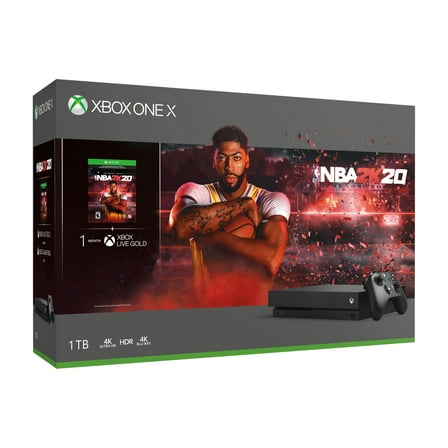 Pre-Owned Microsoft Xbox One X 1TB NBA 2K20 Bundle with Wireless Controller and Xbox Game Pass Live Gold Trial - Native 4K HDR - Enhanced by Scorpio CPU - Black (Microsoft Used)