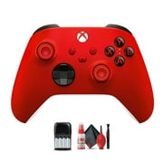 Microsoft Xbox Red Controller Bundle with Rechargeable Batteries, Cleaning Kit