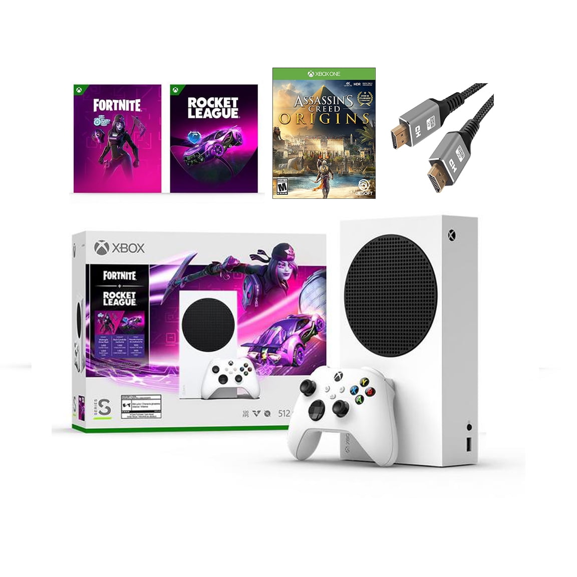 Microsoft Xbox Series S 512GB SSD All-Digital Console (Disc-Free Gaming) -  Fortnite & Rocket League - Assassins- Wireless Controller - HDR - 1440p  Gaming Resolution - Up to 120 FPS - MTC Cable 