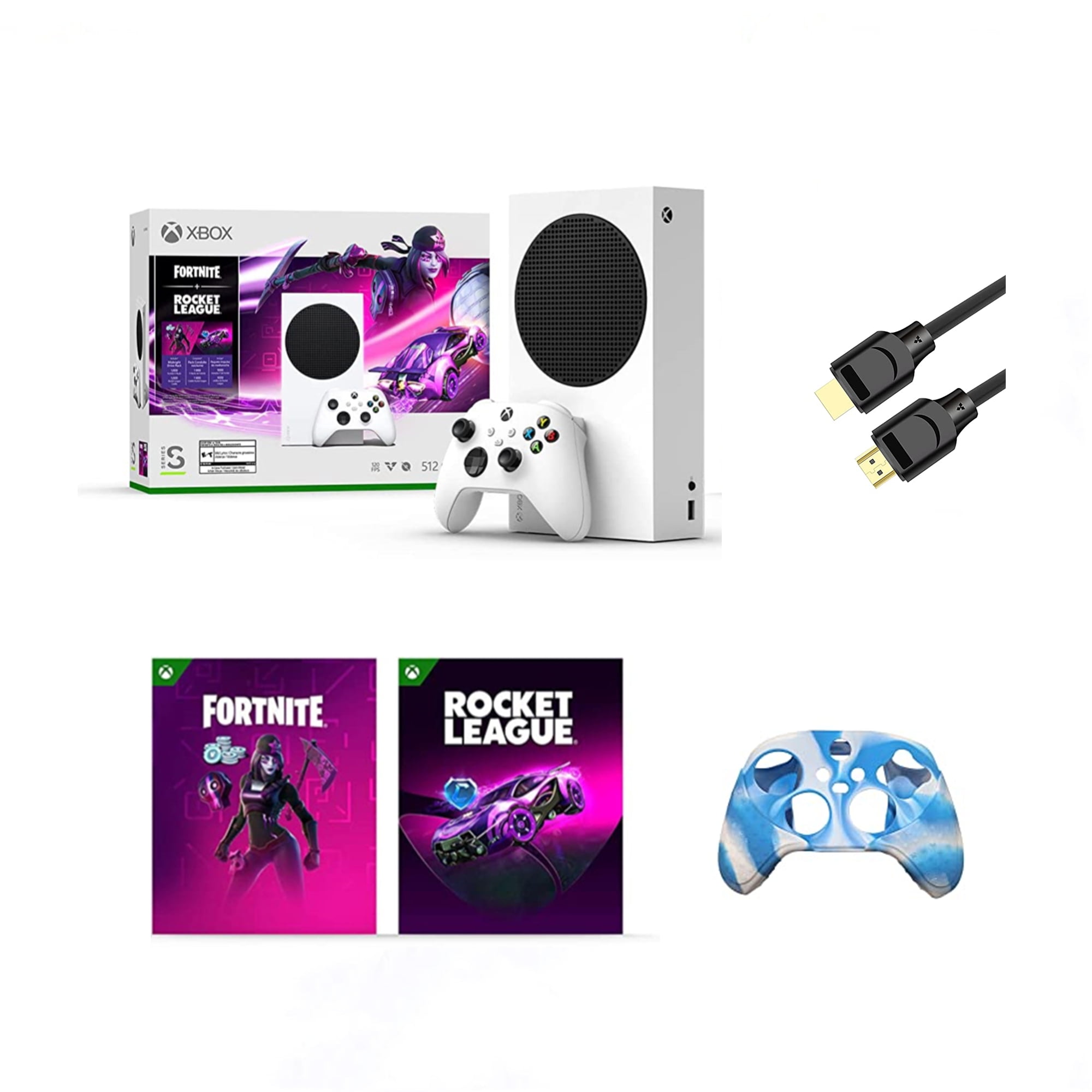 Microsoft Xbox Series S – Fortnite & Rocket League Bundle (Disc-free  Gaming) - White, 4K 512 GB Video Game Consoles, Bundled with Silicone  Controller