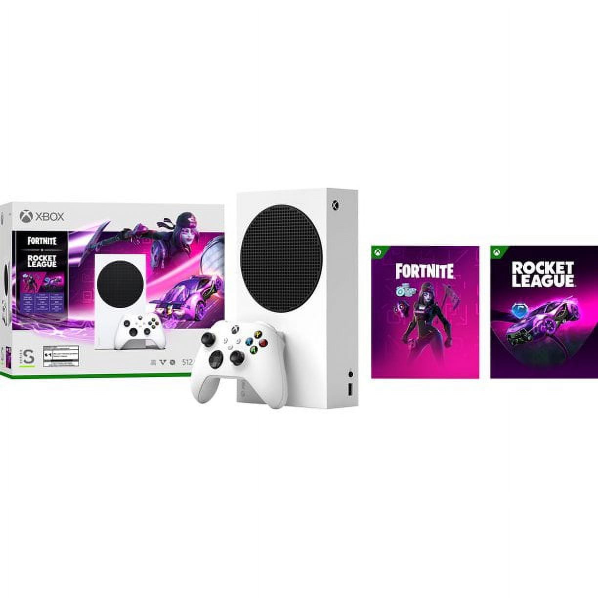 Microsoft Xbox Series S Fortnite & Rocket League Midnight Drive Pack Bundle  with Call of Duty: Black Ops Cold War Full Game and Mytrix Chat Headset 