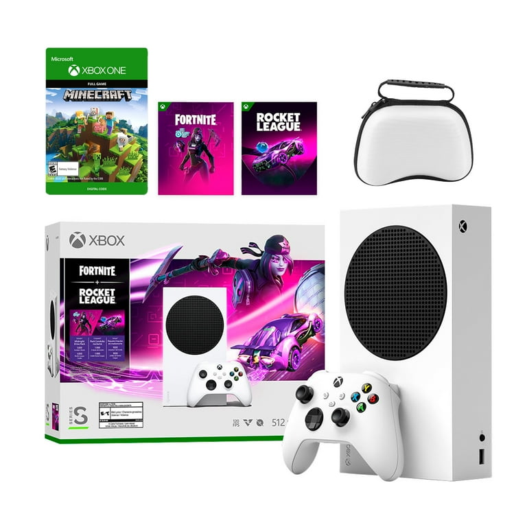 Microsoft Xbox Series S Fortnite & Rocket League Midnight Drive Pack Bundle  with Minecraft Full Game and Mytrix Controller Protective Case 