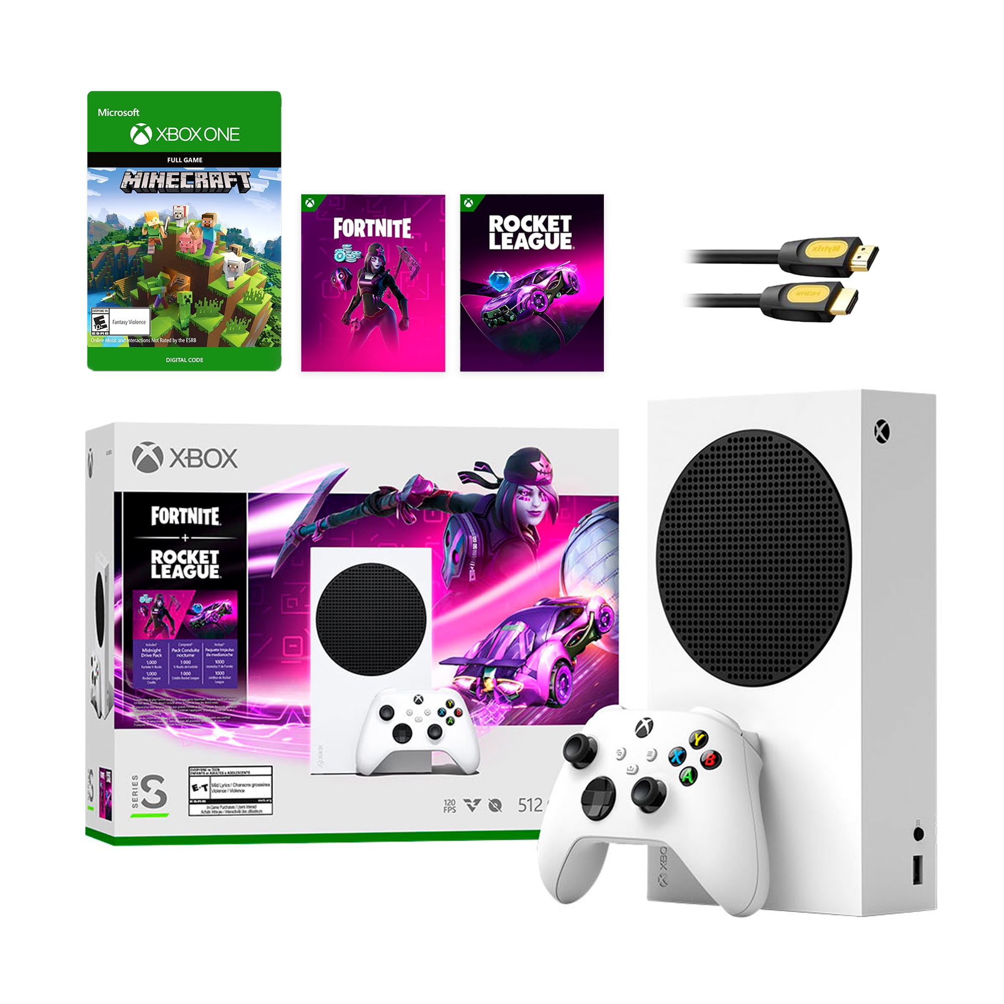 Xbox One S All Digital Edition Console Bundle w/Fortnite exclusive -  Downloads for Minecraft, SOT, & Fornite Battle Royale - 1TB Hard Drive  Capacity 