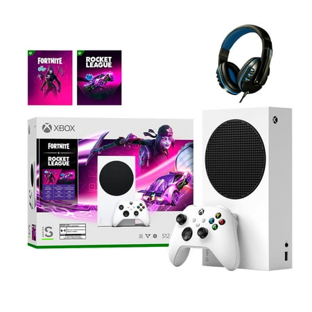 Microsoft Xbox Series S Fortnite and Rocket League Midnight Drive Pack Bundle with Mytrix Chat Headset