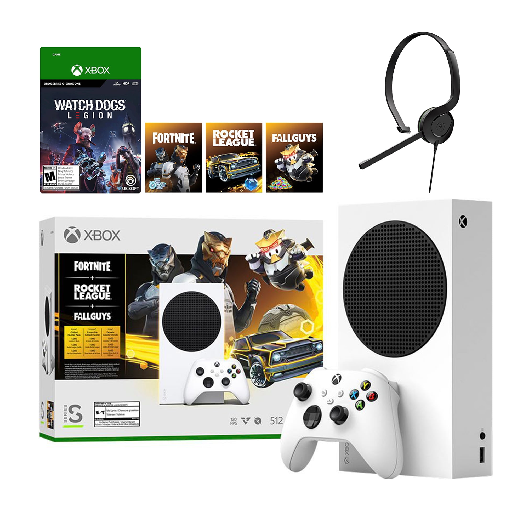 Microsoft Xbox Series S Gilded Hunter Bundle - Fortnite, Rocket League and Fall Guys with Watch Dogs Legion Full Game and Mytrix Chat Headset - Xbox Digital Version Console Bundle
