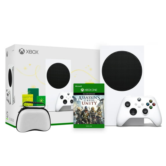Microsoft Xbox Series S Robot White Console and Wireless Controller Bundle with Assassin's Creed: Unity Full Game and Mytrix Controller Protective Case