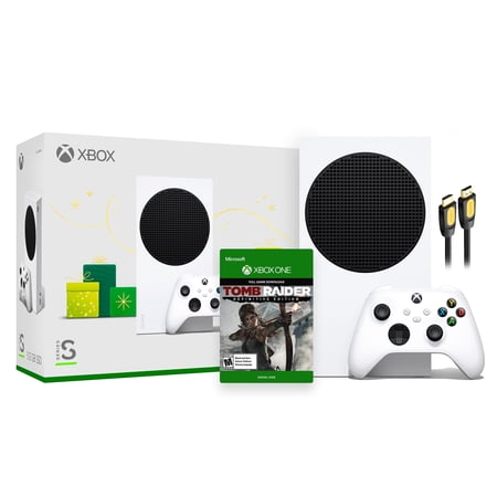 Microsoft Xbox Series S Robot White Console and Wireless Controller Bundle with Tomb Raider Definitive Edition Full Game and Mytrix High Speed HDMI