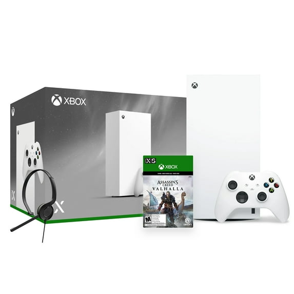 Microsoft Xbox Series X 1TB All-Digital Robot White Console and Wireless Controller Bundle with Assassin's Creed: Valhalla Full Game and Mytrix Chat Headset