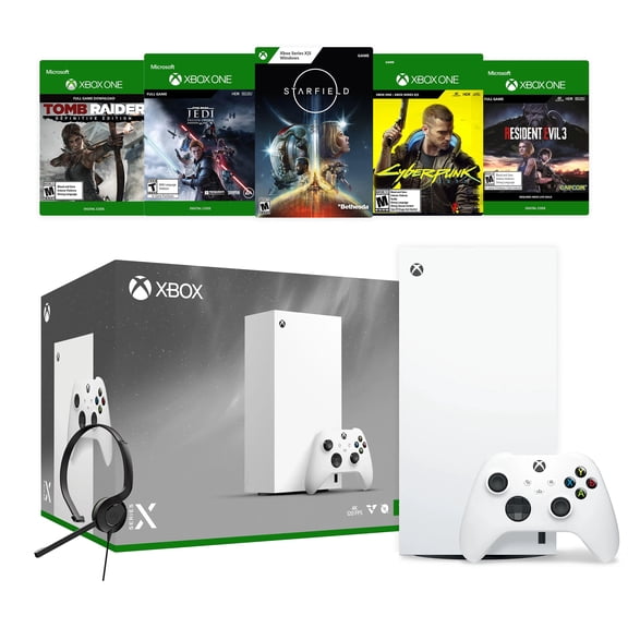 Microsoft Xbox Series X 1TB All-Digital Robot White Console and Wireless Controller Bundle with Additional 5 Games and Mytrix Chat Headset