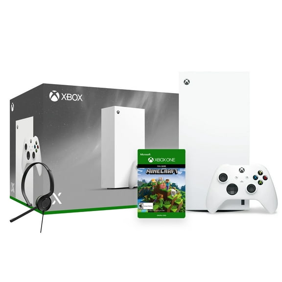 Microsoft Xbox Series X 1TB All-Digital Robot White Console and Wireless Controller Bundle with Minecraft Full Game and Mytrix Chat Headset
