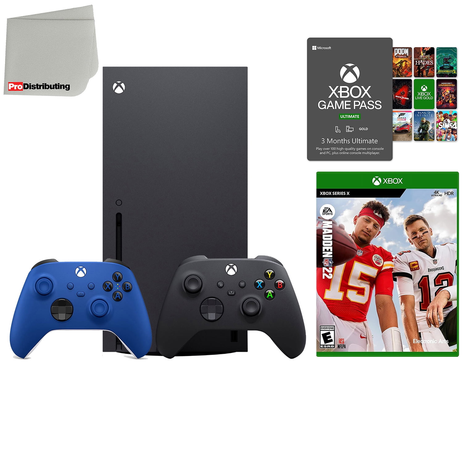 Microsoft Xbox Series X 1TB Video Game Console with Extra Wireless Controller - Shock Blue - Madden NFL 22, 3-Month Game Pass Ultimate and Microfiber Cleaning Cloth