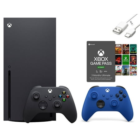 Microsoft Xbox Series X Bundle, Two Xbox Wireless Controllers, Xbox 3 Month Game Pass Ultimate with Mazepoly Accessories