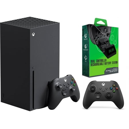 Microsoft Xbox Series X with Extra Black Controller and Dual Controller Rechargeable Battery Station Limited Bundle