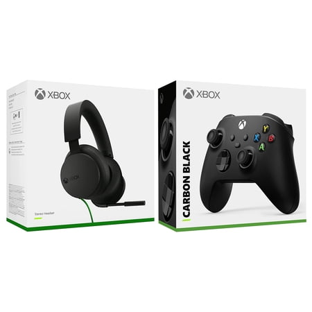Microsoft Xbox Stereo Wired Headset and Wireless Controller Bundle - Carbon Black