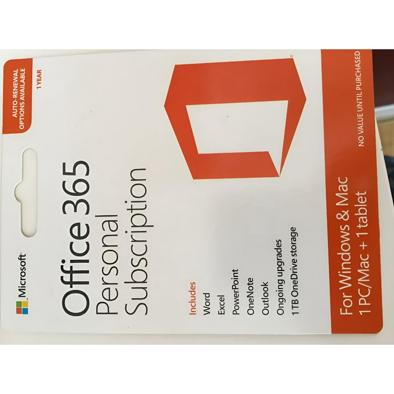 Microsoft Office 365 Personal | 1 Year, 1 User, PC/Mac Microsoft Office 365 Personal | 1 Year, 1 User, PC/Mac