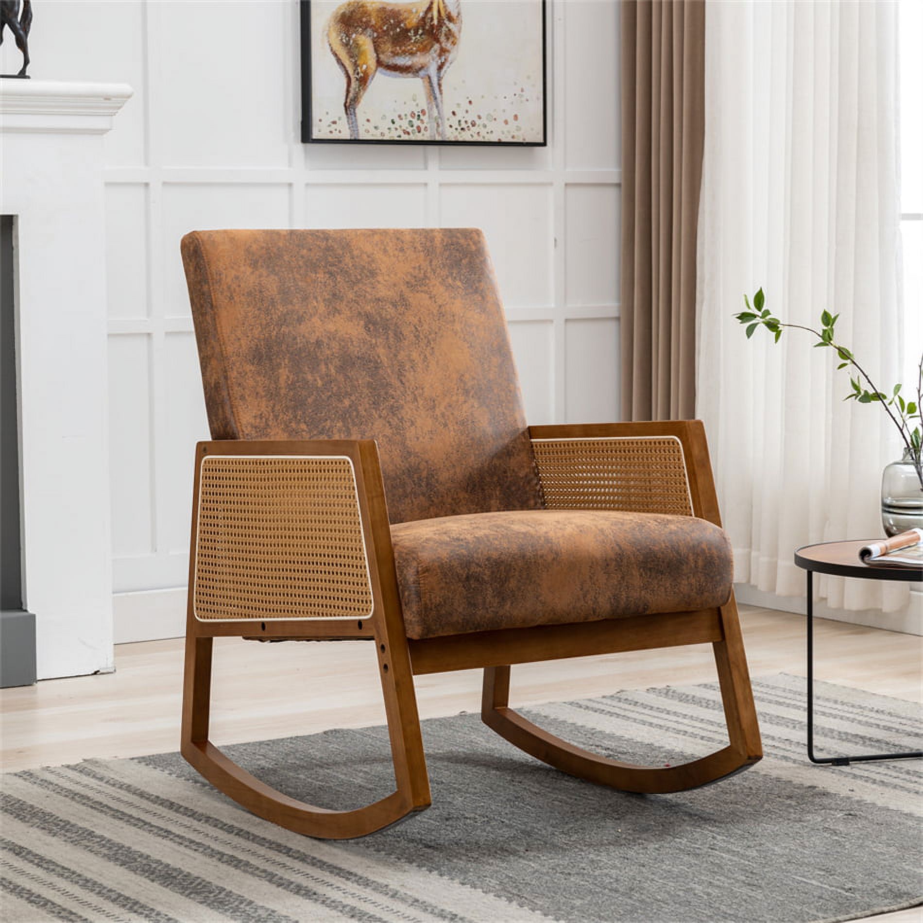 Microsuede Leather Rocking Chair, Modern Upholstered Glider Rocker