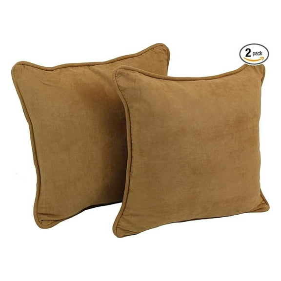Microsuede Throw Pillows 18 Inch, Set of 2 - Corded Square Decorative Pillows for Couch, Bed, Chair - Soft Polyester Filled Home Decor