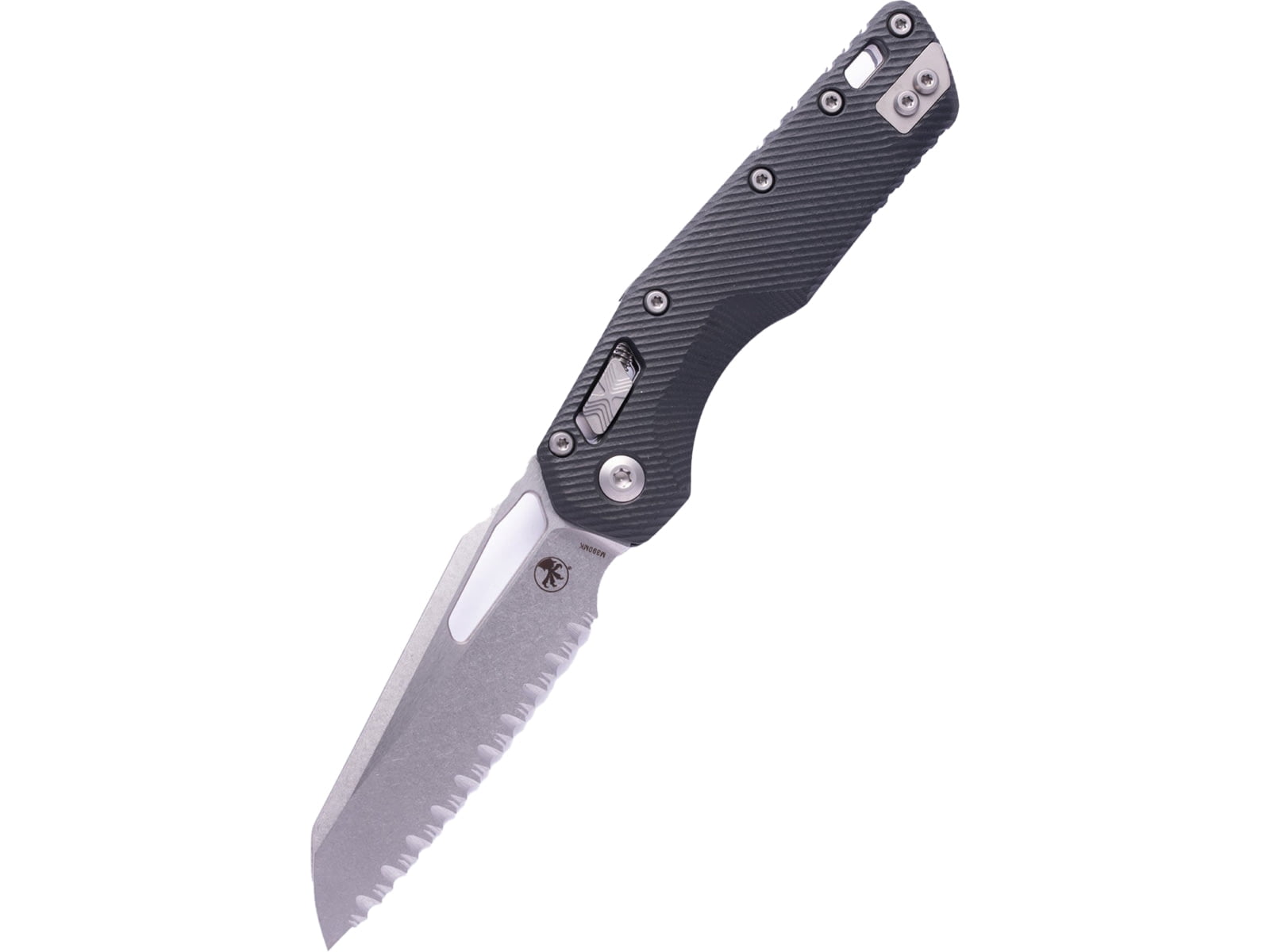 Microtech MSI S/E Stonewash Full Serrate Fluted G-10 3.88in Folding Knife, Black
