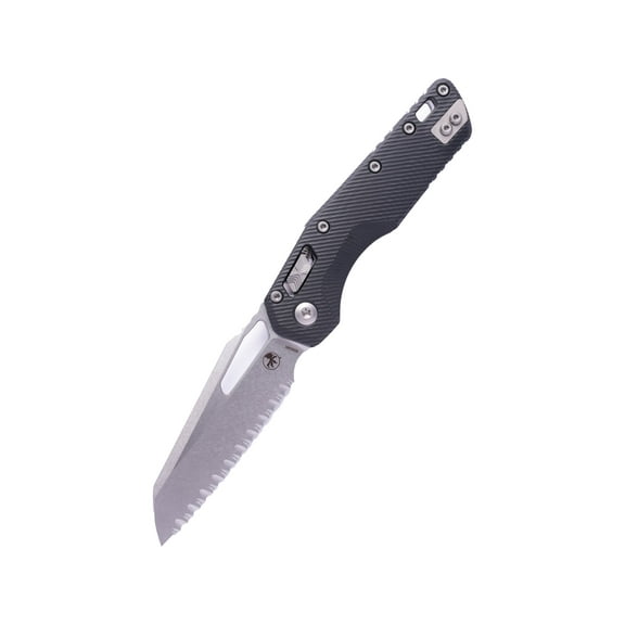 Microtech MSI S/E Stonewash Full Serrate Fluted G-10 3.88in Folding Knife, Black