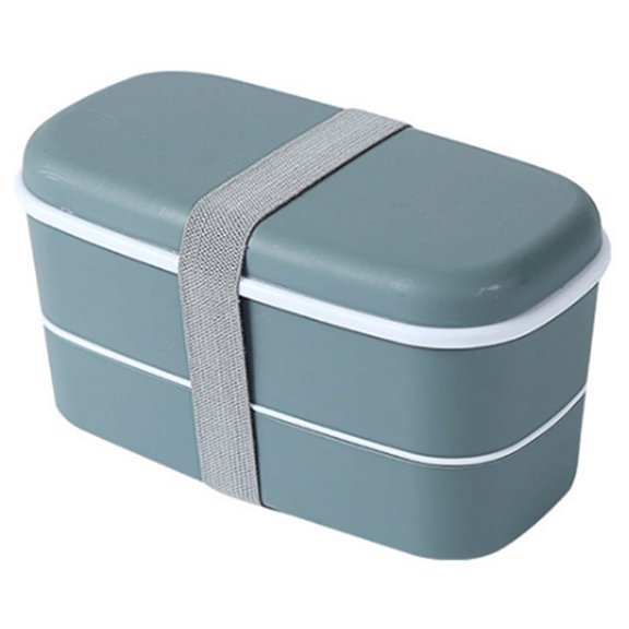 Microwavable 2 Layer Lunch Box with Compartments Leakproof Bento Insulated Food Container Green
