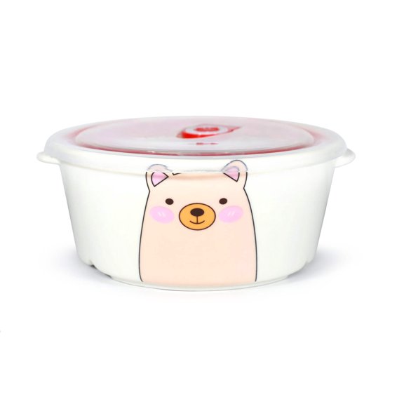 Microwavable Ceramic Bento Box Lunch Box Food Container With Seal Fine Porcelain Round Shape With Dividers