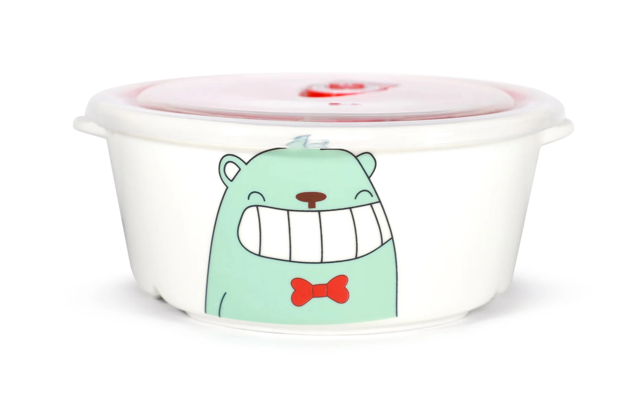 Microwavable Ceramic Bento Box Lunch Box Food Container With Seal Fine Porcelain Round Shape With Dividers