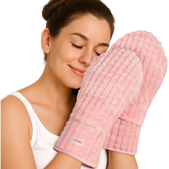 Microwavable Heating Mittens for Hands and Fingers, Heated Mittens for Women, Moist Heat Microwave Hand Warmers, Unscented Hand Muff for Hands Discomfort Relief, Pink, 1 Pair